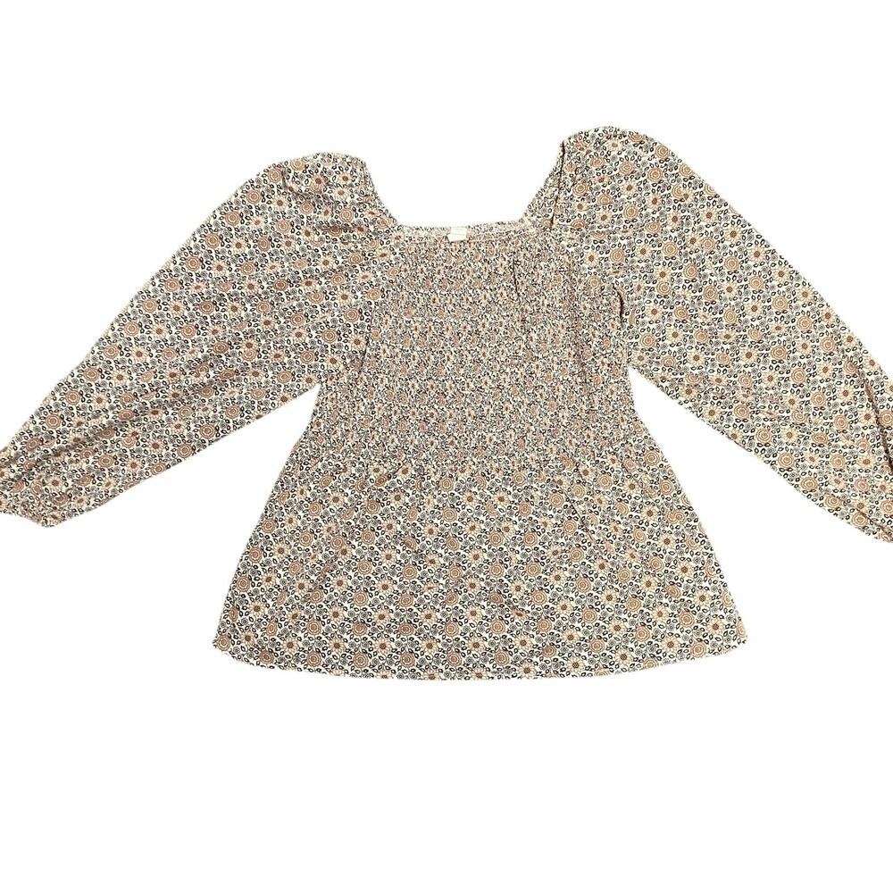 Mimi + Daphne Women's Floral Print Peasant Top Blouse Size XL